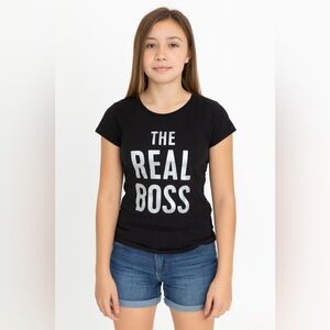 Children’s place size 16 black short sleeve graphic shirt